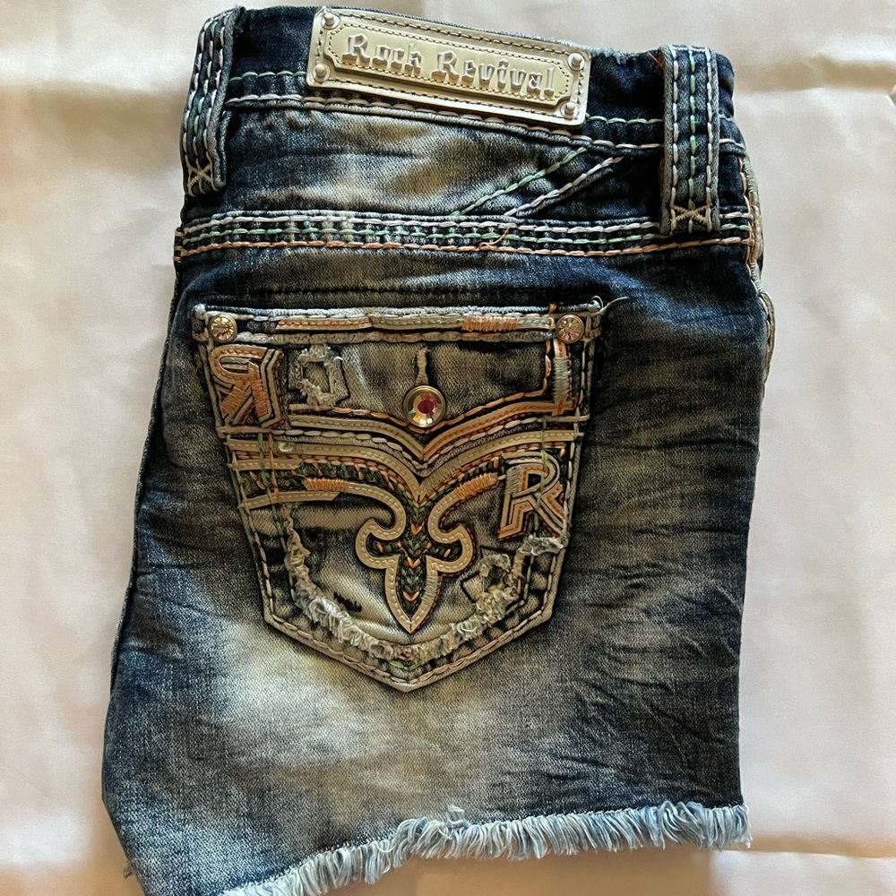 Rock Revival Acid Wash Denim Shorts